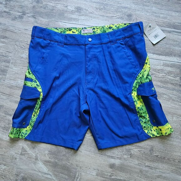 Marlin Trading Co. Mens Ultramarine Cargo Swim Board Fishing Shorts Size 42 NEW
